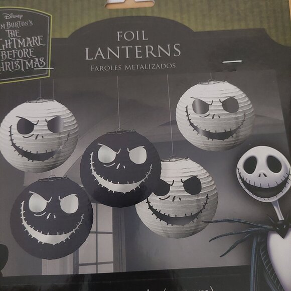 NIP 5 Nightmare Before Christmas 5" Foil Lanterns Jack Skellington Halloween HTF - Picture 2 of 4